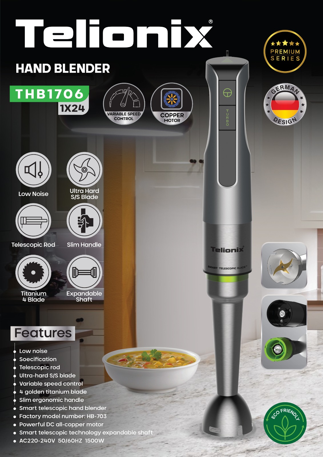 گوشت کوب برقی تلیونیکس مدل THB1706